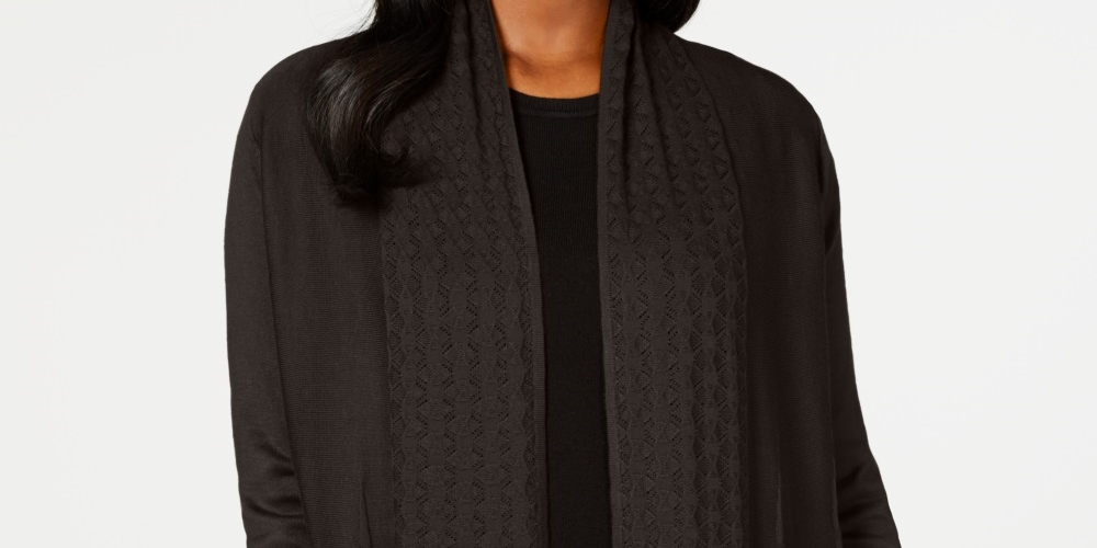 Karen Scott Cardigan Feminino Gola Pointelle Marrom Tamanho PXL