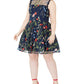 Vestido feminino bordado floral da moda City Studios, azul, tamanho pequeno e pequeno