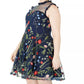 Vestido feminino bordado floral da moda City Studios, azul, tamanho pequeno e pequeno
