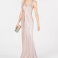 Vestido sereia metálico feminino Adrianna Papell, rosa, tamanho 2