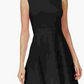 Vestido Calvin Klein Feminino Sem Mangas Gola Joia Comprimento Joelho Ajuste + Flare Preto Tamanho 4 Petite