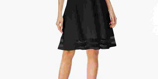 Vestido Calvin Klein Feminino Sem Mangas Gola Joia Comprimento Joelho Ajuste + Flare Preto Tamanho 4 Petite