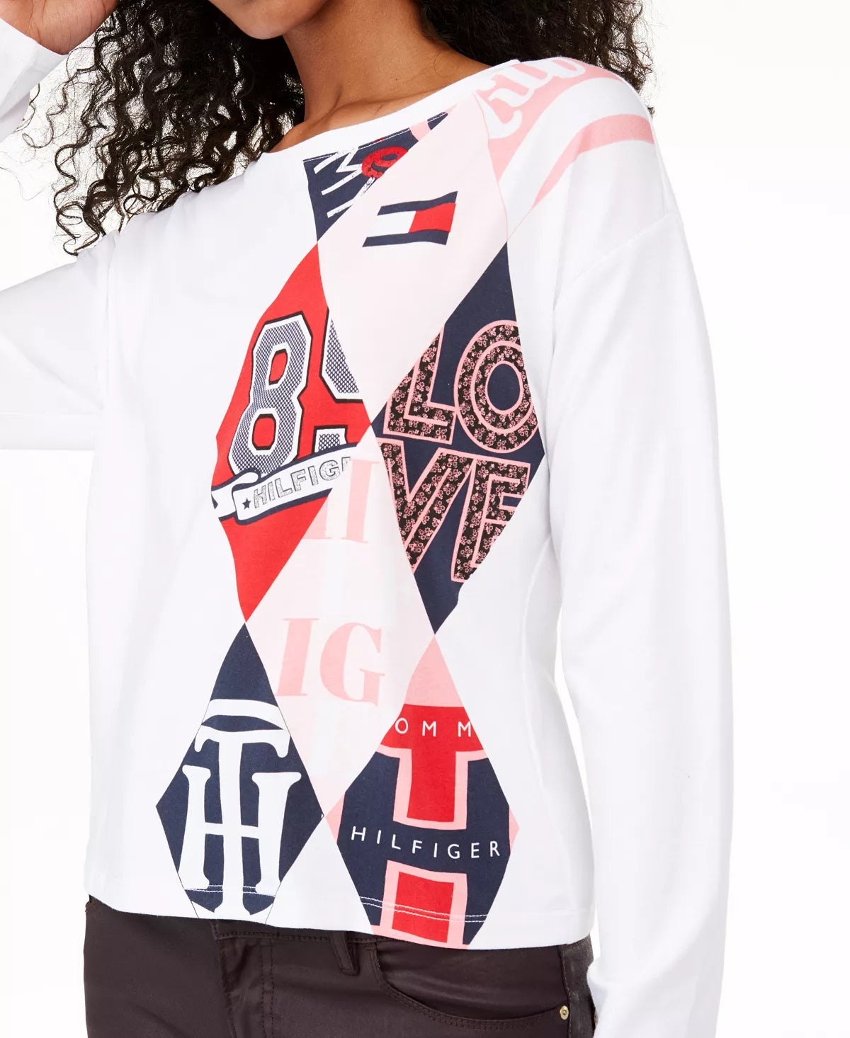 Tommy Hilfiger Heritage Graphic Top Feminino Branco Tamanho Médio