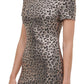 Vestido feminino Guss com estampa animal e ombros de fora, amarelo, tamanho 4