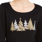Camisa feminina Karen Scott Sparkle Holiday Graphic, preta, tamanho médio