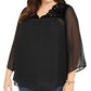 Top de veludo com jugo de bolinhas suíças feminino Style &amp; Co Plus, preto, tamanho 4X