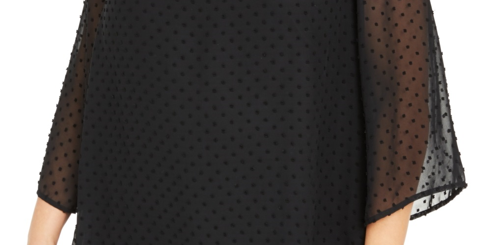 Top de veludo com jugo de bolinhas suíças feminino Style &amp; Co Plus, preto, tamanho 4X