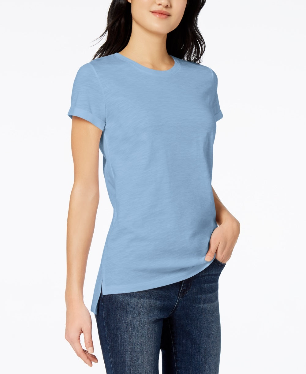 Camiseta feminina Maison Jules High-Low, azul, tamanho P