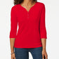 Camisa Henley de algodão pequena feminina Karen Scott, vermelha brilhante, tamanho PS