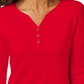 Camisa Henley de algodão pequena feminina Karen Scott, vermelha brilhante, tamanho PS