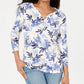 Karen Scott Henley estampado azul marinho feminino tamanho pequeno médio