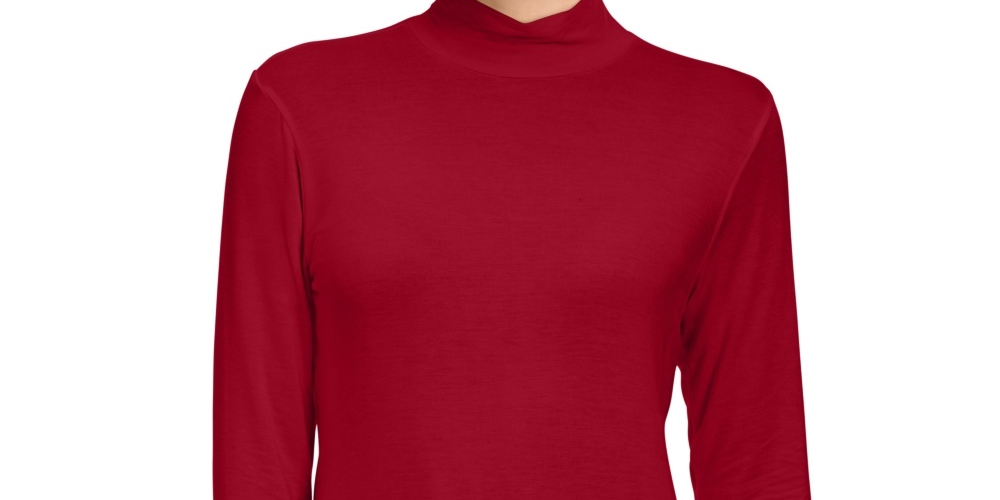 Blusa feminina com gola falsa, vermelha, tamanho PXL, da Style &amp; Co