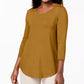 Blusa feminina manga três quartos JM Collection amarela tamanho pequeno pequeno