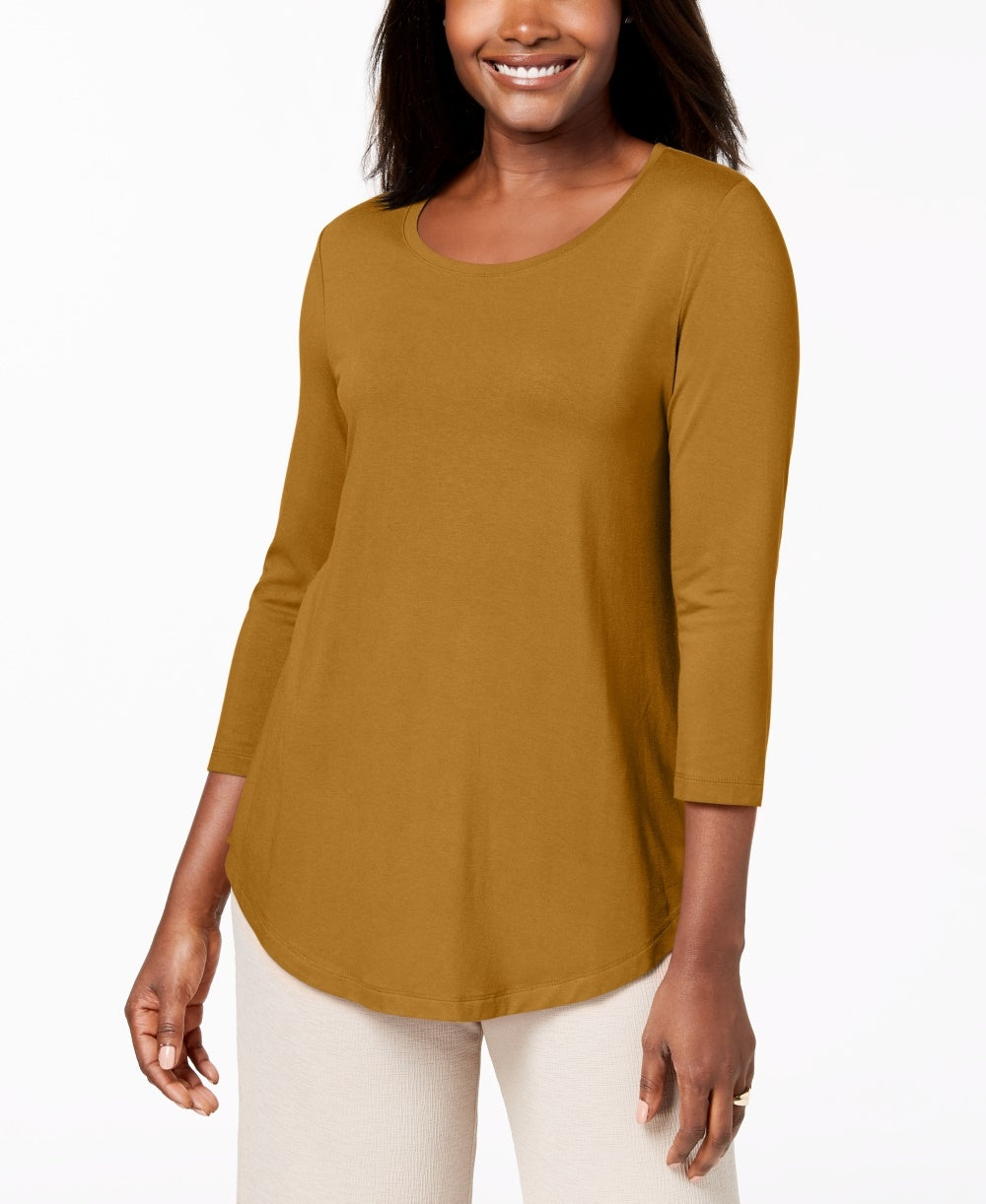 Blusa feminina manga três quartos JM Collection amarela tamanho pequeno pequeno