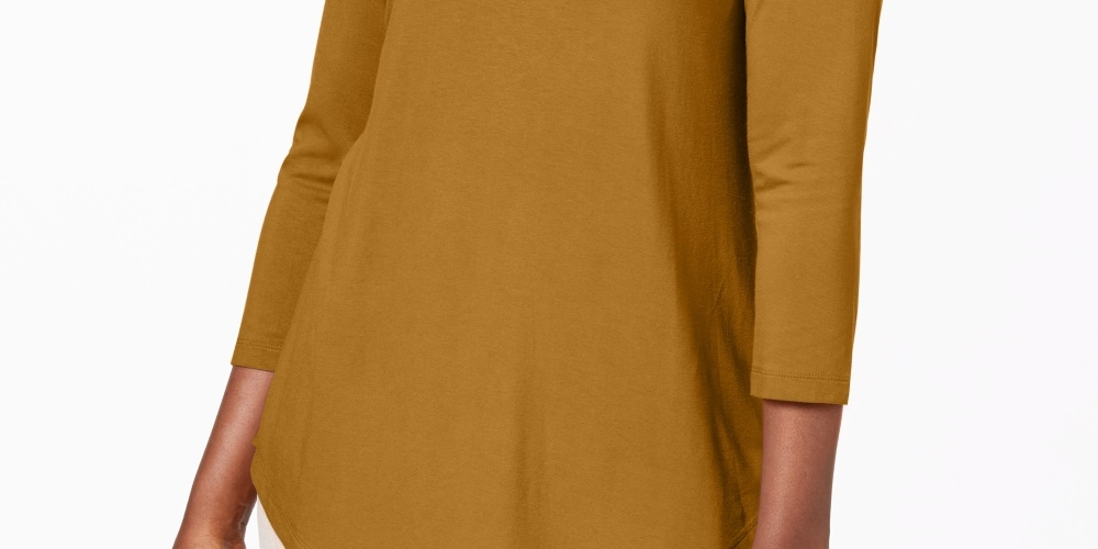 Blusa feminina manga três quartos JM Collection amarela tamanho pequeno pequeno