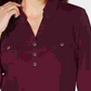Camisa utilitária feminina Karen Scott de algodão com gola Johnny, vermelha, tamanho X-S