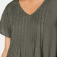 Blusa feminina pequena texturizada com mangas esvoaçantes, tamanho P, verde, estilo Style &amp; Co