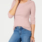 Camiseta feminina de manga comprida de algodão Pima Charter Club, rosa, tamanho pequeno