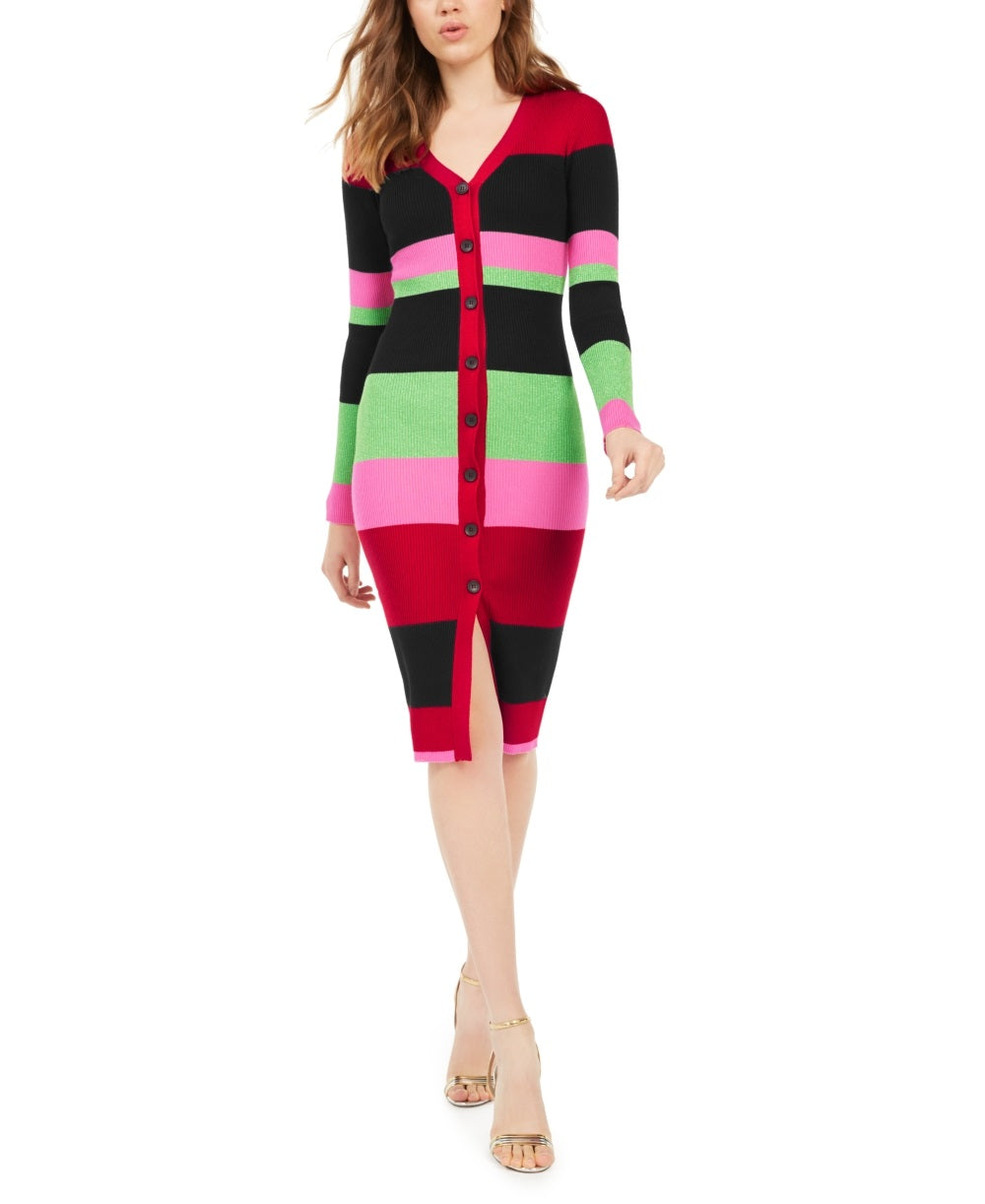 Vestido Cardigan Listrado Metálico Infantil Planet Gold Vermelho Tamanho Grande