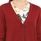 Cardigan feminino de lã merino com decote em V, vermelho, tamanho extrapequeno