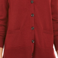 Cardigan feminino de lã merino com decote em V, vermelho, tamanho extrapequeno