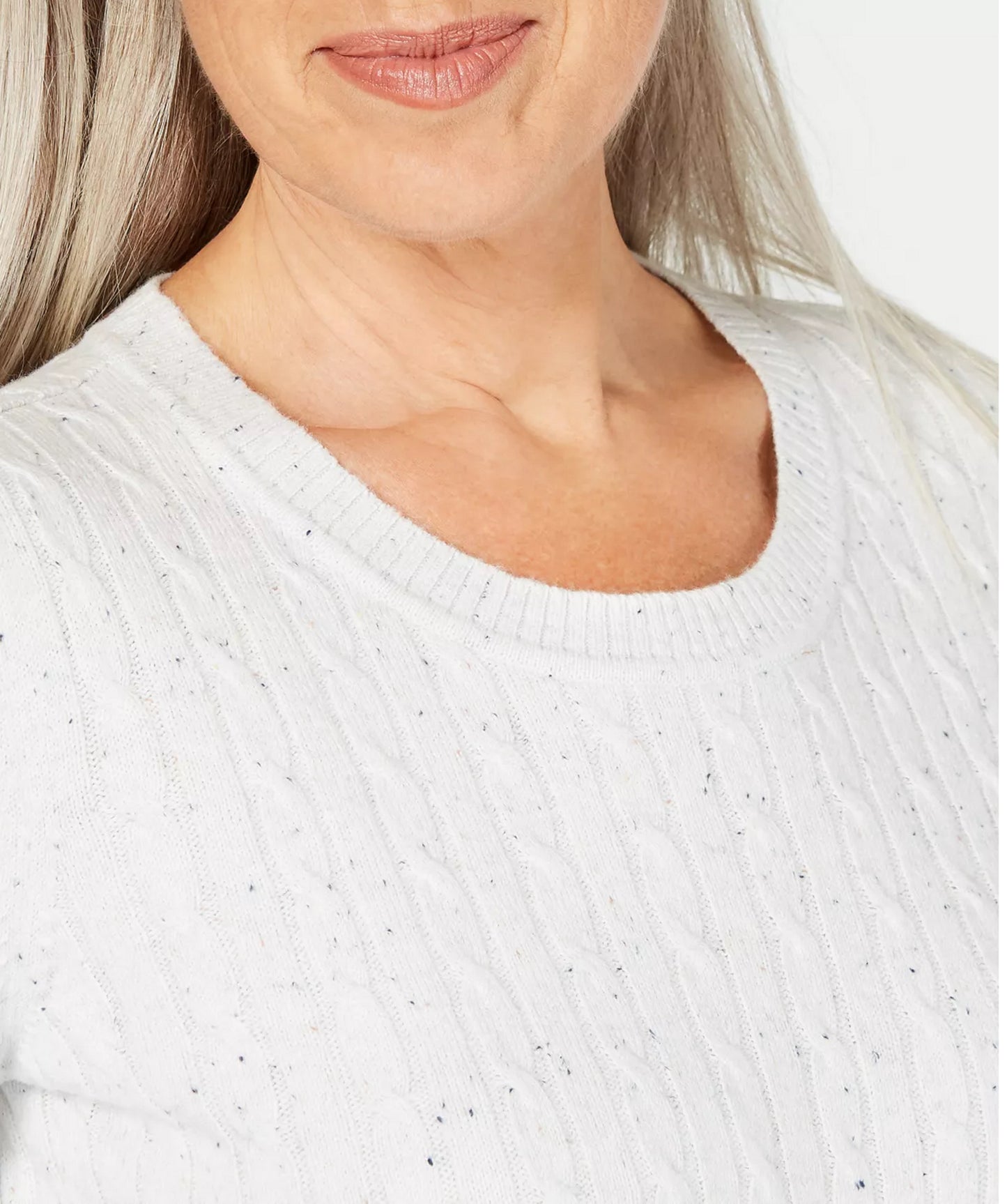 Suéter de tricô feminino Karen Scott, branco, tamanho X-S