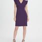 Vestido feminino DKNY com decote em V e babados, manga curta, roxo, tamanho 2