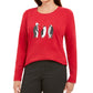 Karen Scott Blusa de algodão com estampa de pinguins de bolinhas, tamanho XG, feminina, vermelha