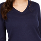 Suéter feminino de lã merino com botões e decote em V, azul Intrepid, tamanho extragrande