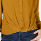 Blusa feminina com botões frontais e torcidos INC International Concepts, amarela, tamanho PXL