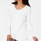 Suéter feminino Karen Scott de algodão com pontos mistos, branco, tamanho X-S