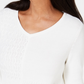 Suéter feminino Karen Scott de algodão com pontos mistos, branco, tamanho X-S