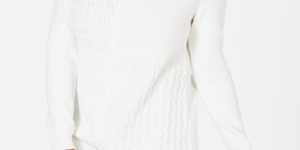 Suéter feminino Karen Scott de algodão com pontos mistos, branco, tamanho X-S