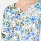 Blusa feminina Karen Scott com estampa floral e manga 3/4, azul, tamanho XS