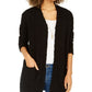 Cardigan feminino estilo pipoca com frente aberta, preto, tamanho extrapequeno