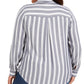 Camisa listrada feminina Style &amp; Co com botões, branca/cinza, tamanho -0X