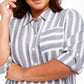 Camisa listrada feminina Style &amp; Co com botões, branca/cinza, tamanho -0X