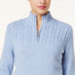 Karen Scott Suéter Feminino de Malha Marled com Zíper em Um Quarto Azul Tamanho X P