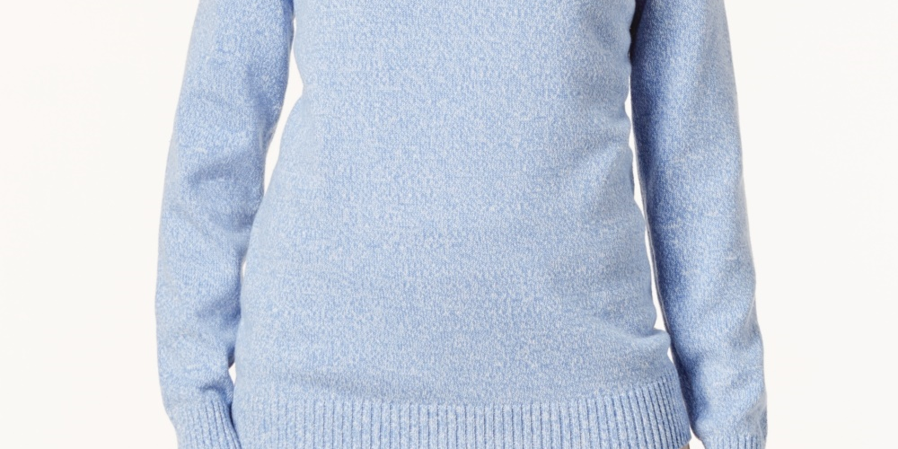 Karen Scott Suéter Feminino de Malha Marled com Zíper em Um Quarto Azul Tamanho X P