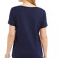 Karen Scott Top feminino de algodão com detalhes em abacaxi, azul marinho, tamanho médio