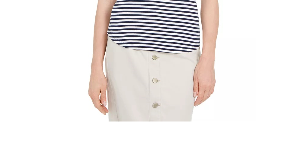 Regata feminina Charter Club Supima Cotton Knit-Stripe, bege, tamanho médio