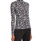 St. John Women's Collection Nuda Snow Leopard Print Jersey Gola Alta Preta Tamanho Pequeno