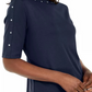 Karen Scott Blusa Feminina Manga Curta Gola Canoa Preto Tamanho P
