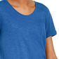 Camiseta feminina de algodão com mangas abotoadas Style &amp; Co, azul-marinho, tamanho X-S