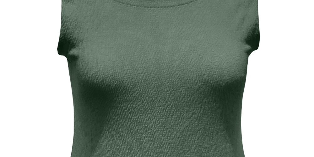 Regata feminina com botões texturizados da coleção JM, verde, tamanho grande