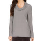 Charter Club Blusa listrada feminina com decote canoa, preta, tamanho X-S