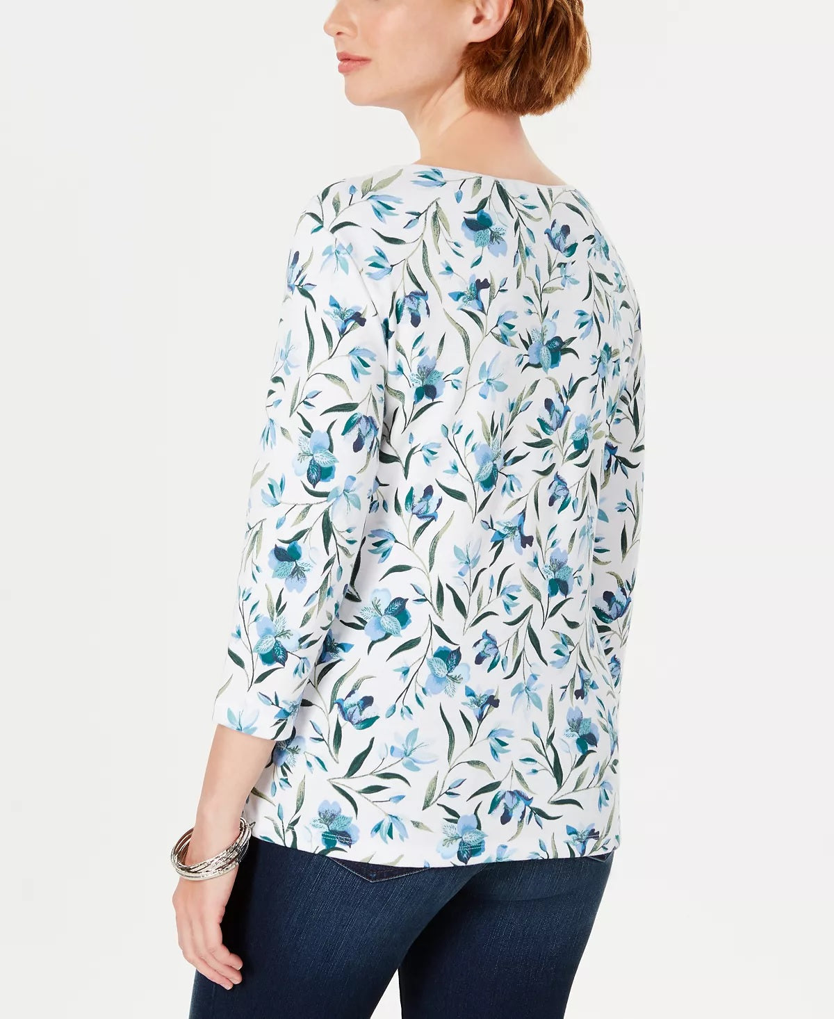 Blusa estampada Audra Oasis feminina Karen Scott, azul, tamanho PXL