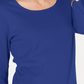 Karen Scott Top feminino de algodão com decote redondo, tamanho 44, azul escuro