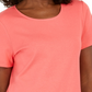 Blusa de algodão com decote redondo e bainha de botão Karen Scott feminina, rosa, tamanho pequeno