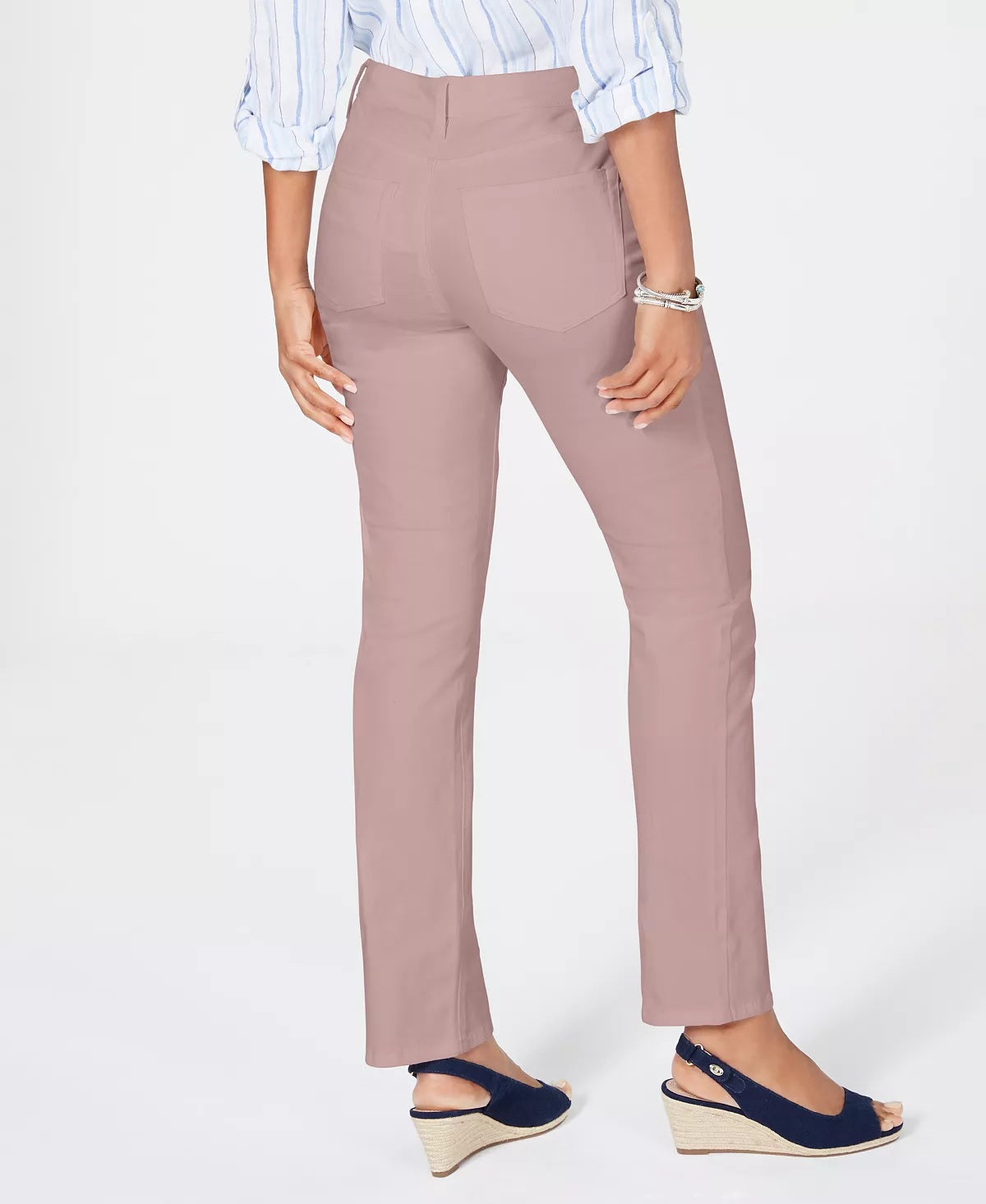 Calça jeans feminina Charter Club Lexington reta rosa tamanho 10 pequena